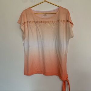 White Stag Coral Ombre Tee with Sparkle Detail Large